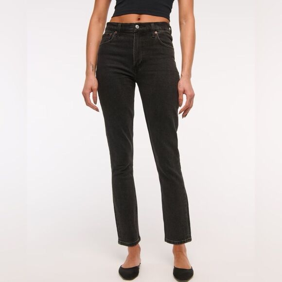 3/$20 Abercrombie & Fitch The Skinny High Rise Black Denim Jenas (Size: 2) - Picture 1 of 10